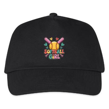 Softball Girl Girl Funny Softball Gift - Kids’ Baseball Cap - black - Front