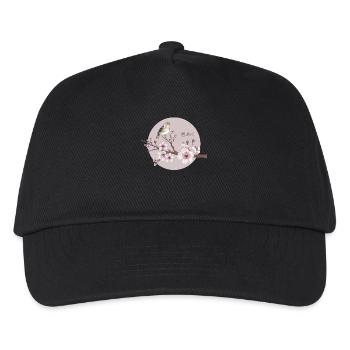 Serene Sakura Bird with Japanese - Kids’ Baseball Cap - black - Front