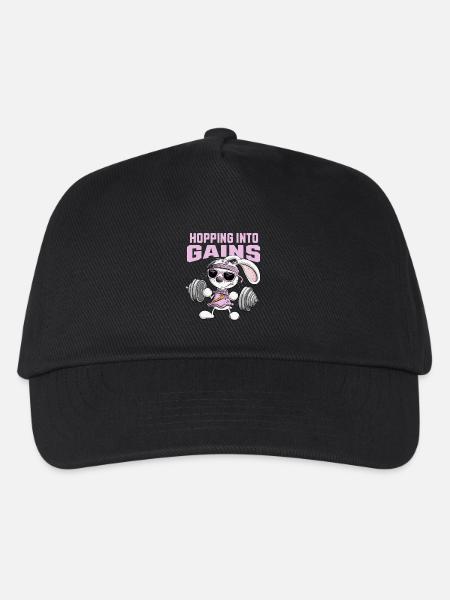 Krafttraining Hase Fitness Kraftsport Spruch - Kinder Basecap - Schwarz