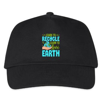 Lernen Sie zu recyceln Lernen Sie, die Erde zu lieben - Kinder Basecap - Schwarz - Vorne
