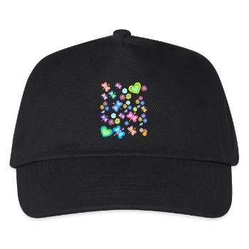 Frühling Sommer Kinder Kind Baby Schmetterlinge - Kinder Basecap - Schwarz - Vorne