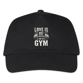 Love is not real – Go to Gym - Gym Spruch - Kids’ Baseball Cap - black - Front