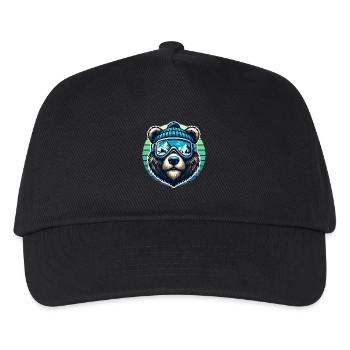 Funny bear with ski goggles and ski cap loves skiing - Kids’ Baseball Cap - black - Front