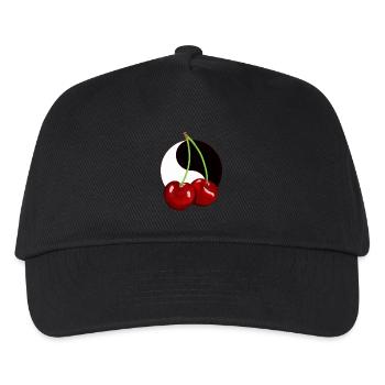 Rockabilly Retro Vintage Kirsche Kirschen Obst - Kinder Basecap - Schwarz - Vorne