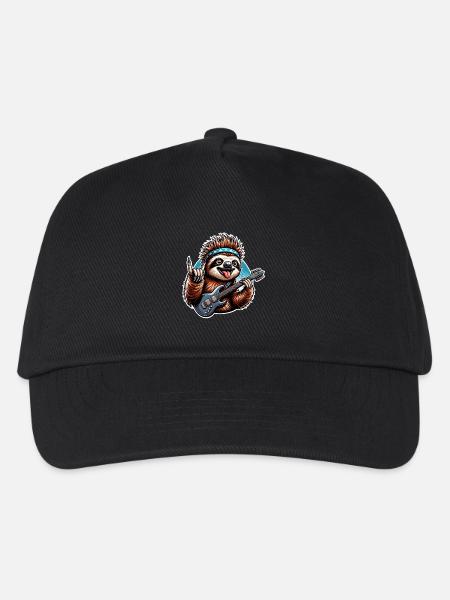 Faultier Rock and Roll Gitarrist - Kinder Basecap - Schwarz