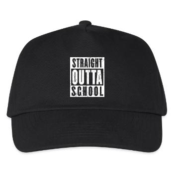 Straight Outta School Shirt, Abschlussklasse - Kinder Basecap - Schwarz - Vorne