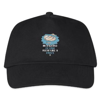 Schwebe Wie Ein Fisch: Pisces Zodiac Sloth - Kinder Basecap - Schwarz - Vorne