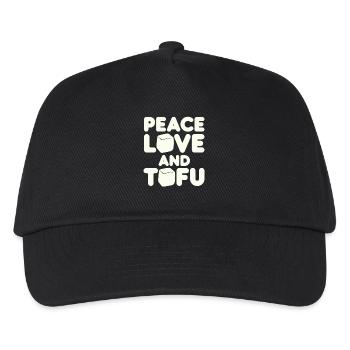 Frieden Liebe Und Tofu Vegan Vegetarisch - Kinder Basecap - Schwarz - Vorne