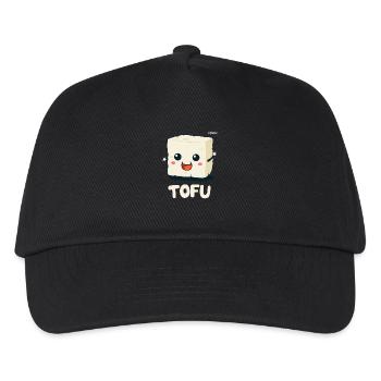 Süßer Tofu Cartoon – Lustiges Veggie Design - Kinder Basecap - Schwarz - Vorne