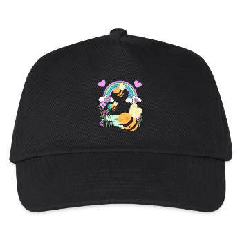 Kinder Kind Regenbogen Insekt Insekten Baby - Kinder Basecap - Schwarz - Vorne