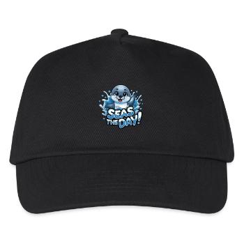 Experience the day with a cheerful seal - - Kids’ Baseball Cap - black - Front