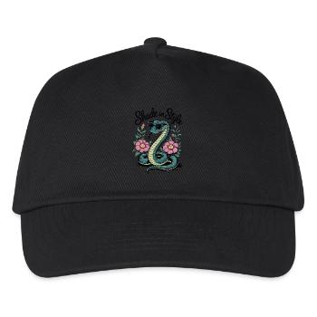 Schatten Im Stil Schlange Mit Blumen - Kinder Basecap - Schwarz - Vorne