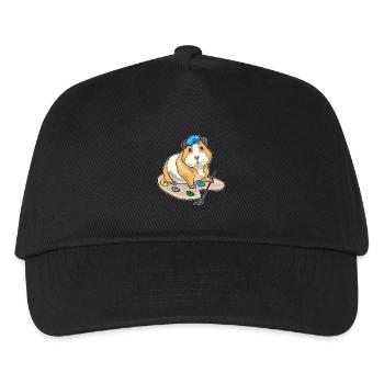 Guinea Pig Painter Brush Painting - Kids’ Baseball Cap - black - Front