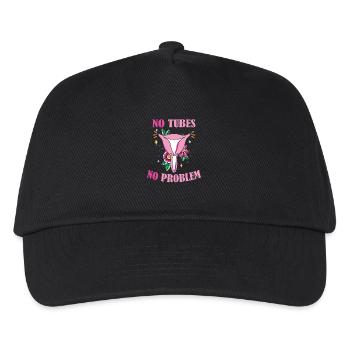 No Tubes No Problem Humorvolles Blumenmotiv - Kinder Basecap - Schwarz - Vorne