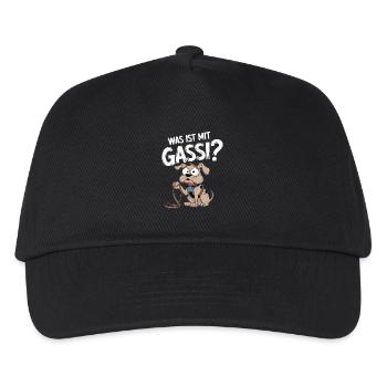 Was Ist Mit Gassi? Lustiger Hund Fragt Nach - Kinder Basecap - Schwarz - Vorne