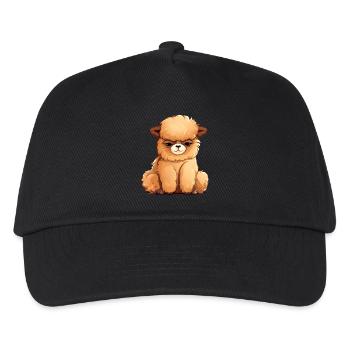 Alpaka mit cooler Frisur - Kinder Basecap - Schwarz - Vorne