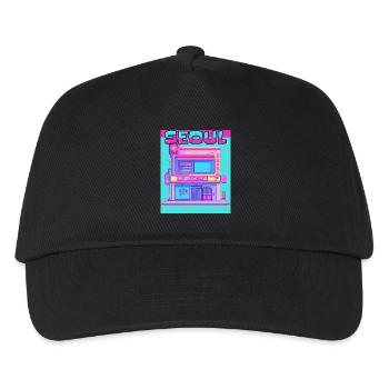 Neon-Seoul-Arkadefassade - Kinder Basecap - Schwarz - Vorne