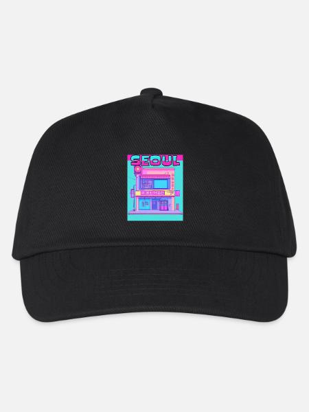 Neon-Seoul-Arkadefassade - Kinder Basecap - Schwarz