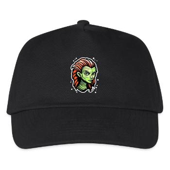 Grüne Alien-Frau – Sci-Fi Tattoo Style - Kinder Basecap - Schwarz - Vorne