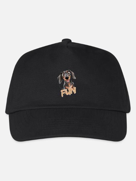 Fröhlicher Dackel mit Text Fun - Kinder Basecap - Schwarz