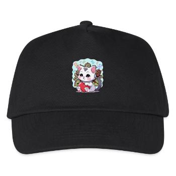 Indian Cat Cats Heart Hearts Indian Kitten - Kids’ Baseball Cap - black - Front