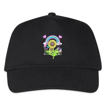 Sonnenblume Sonnenblumen Blume Blumen - Kinder Basecap - Schwarz - Vorne
