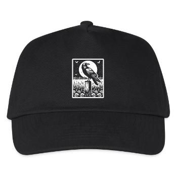 Rabe Vollmond Feld Totenkopf - Kinder Basecap - Schwarz - Vorne