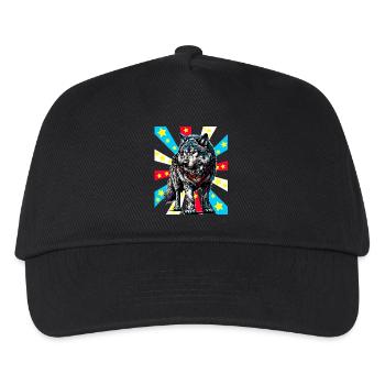Tattoo Wolf Wölfe - Kinder Basecap - Schwarz - Vorne