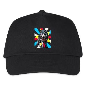 Wolf Wölfe Tattoo - Kinder Basecap - Schwarz - Vorne