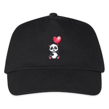 Cute panda with heart balloon design for - Kids’ Baseball Cap - black - Front