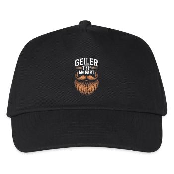 Geiler Typ Mit Bart Bartträger Barbier Vollbart - Kinder Basecap - Schwarz - Vorne
