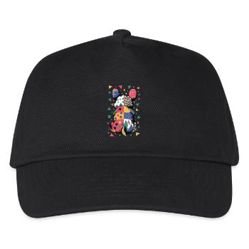 Bunter Geometrischer Tiermuster Patchwork-Look - Kinder Basecap - Schwarz - Vorne
