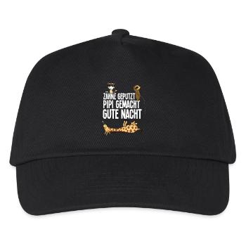 raccoon sloth giraffe teeth brushed good night - Kids’ Baseball Cap - black - Front