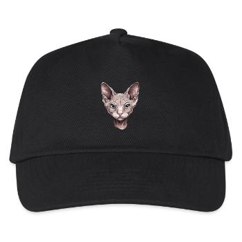 Fascinating Sphinx Cat Portrait Artwork - Kids’ Baseball Cap - black - Front