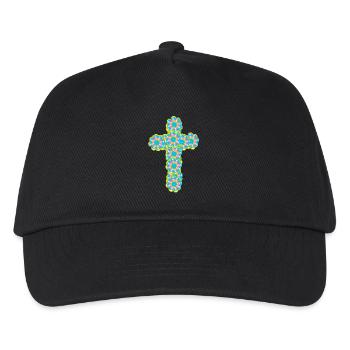 Kreuz Jesus Kreuze Kruzifix Blumen - Kinder Basecap - Schwarz - Vorne
