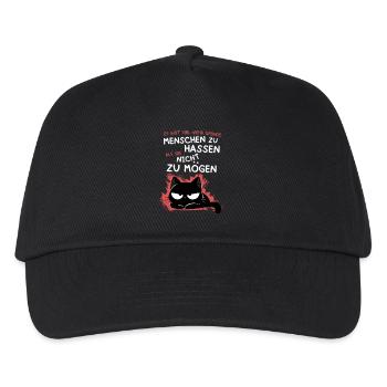 Schwarze Katze hasst Menschen – Zynisch & Lustig - Kinder Basecap - Schwarz - Vorne