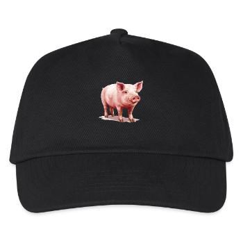 Schweine Schwein - Kinder Basecap - Schwarz - Vorne