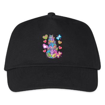 Katze Katzen Katzengesicht Kinder Kind - Kinder Basecap - Schwarz - Vorne