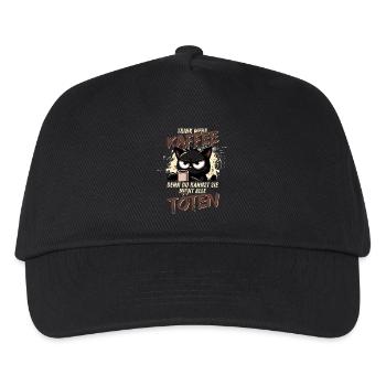 Trink mehr Kaffee – schwarzer Humor Katze - Kinder Basecap - Schwarz - Vorne