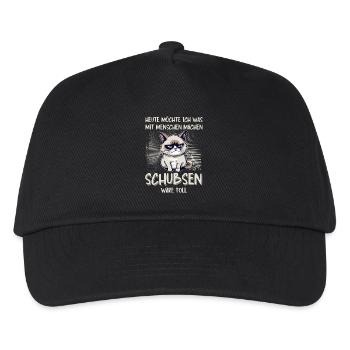 Menschen schubsen - Süße Grump Style Katze - Kinder Basecap - Schwarz - Vorne