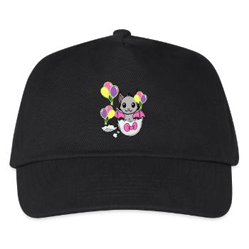Fledermaus Baby Geburt Geburtstag Kinder Kind Ei - Kinder Basecap - Schwarz - Vorne
