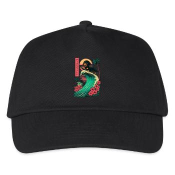 Dachshund Sausage Dog Wiener Japanese Surfing - Kids’ Baseball Cap - black - Front
