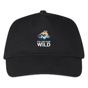 Folge Deinem Wilden Geist Mit Wolf Und Naturmotiv - Kinder Basecap - Schwarz - Vorne