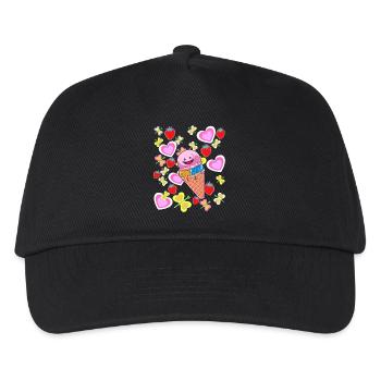 Sommer Retro Eis Eiskrem Kinder Kind Eiscrem - Kinder Basecap - Schwarz - Vorne