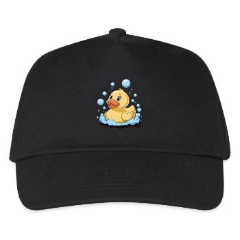 Gummiente Badeblasen Wasser Vogel Tier - Kinder Basecap - Schwarz - Vorne