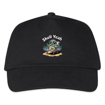 Shell Yeah Cute Turtle Lover Pun Funny Animal - Kids’ Baseball Cap - black - Front