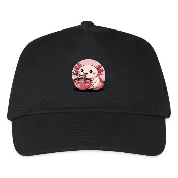 Kawaii Axolotl Essen Ramen Japanisch Süßer Feinschmecker - Kinder Basecap - Schwarz - Vorne