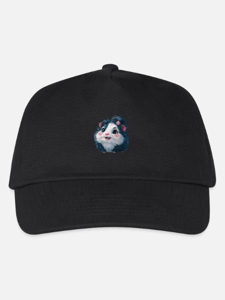 Niedliches Meerschweinchen mit Blume im Haar für - Kinder Basecap - Schwarz