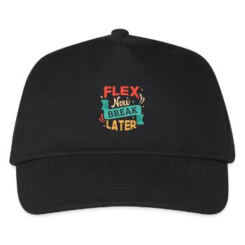 Fitness Motivation Bodybuilder Flex Now Break Late - Kinder Basecap - Schwarz - Vorne