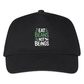 Eat Beans Not Beings Tiere Bohnen Vegetarier Vegan - Kinder Basecap - Schwarz - Vorne